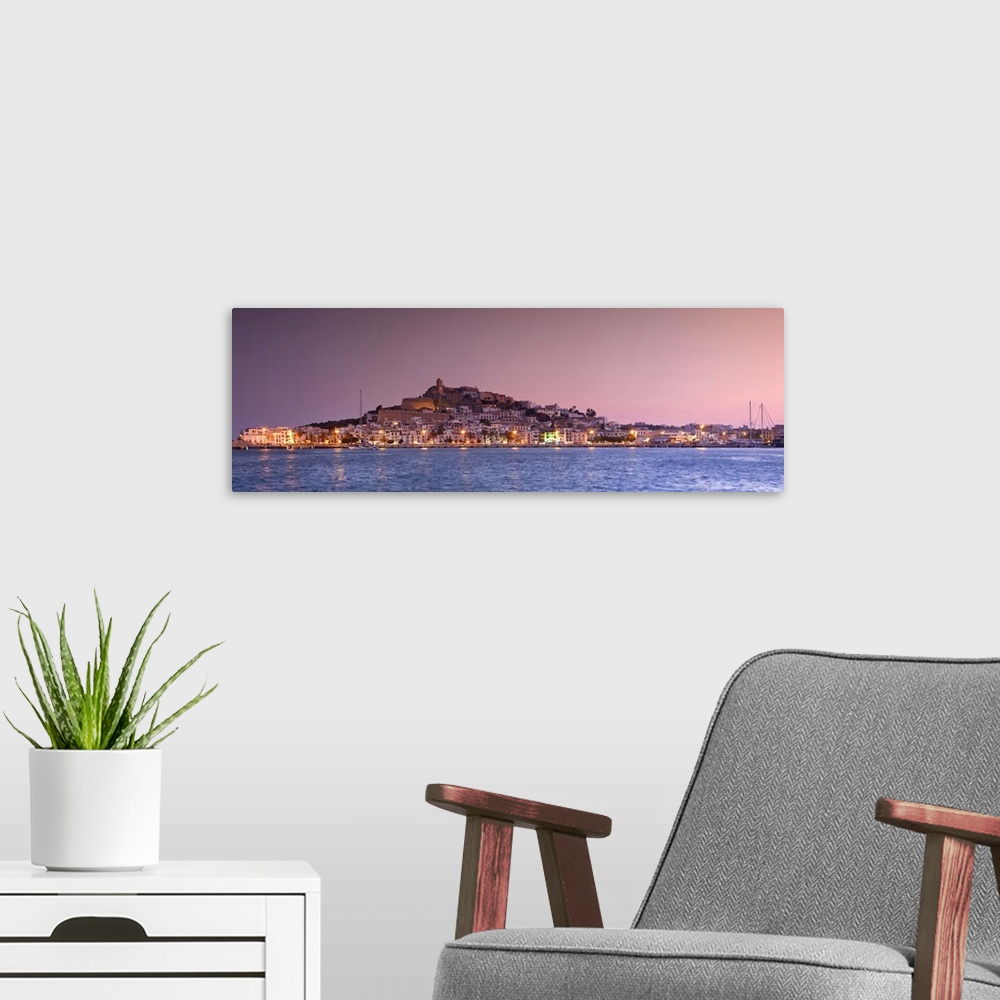 A modern room featuring Spain, Balearic Islands, Ibiza, view of Ibiza old town (UNESCO site), and Dalt Vila