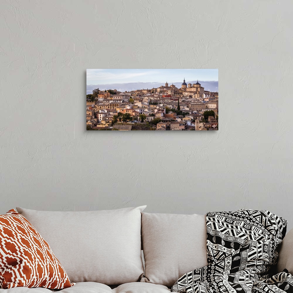 A bohemian room featuring Spain, Castilla-La Mancaha, Toledo, View of old town from the "Mirador del Valle" viewpoint.