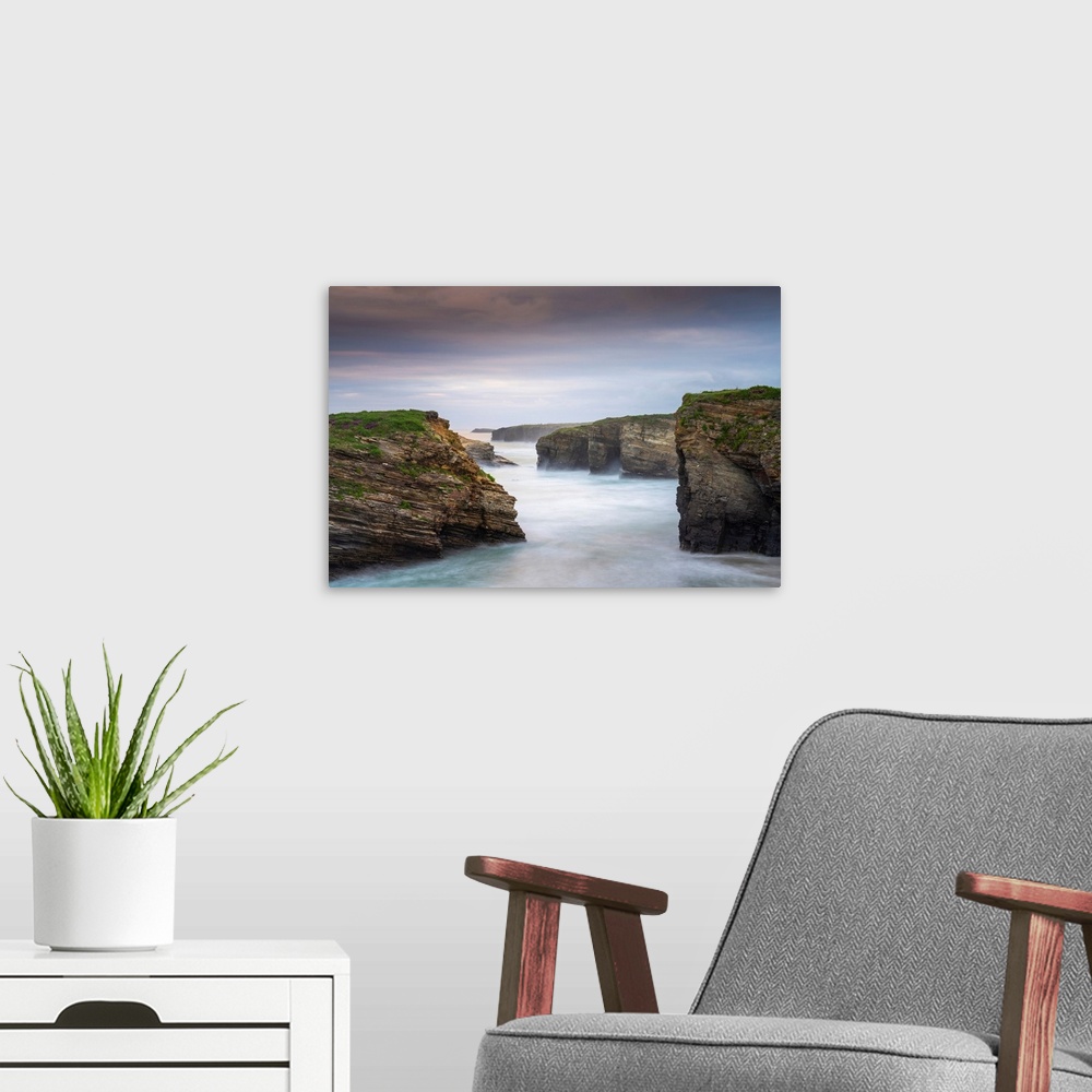 A modern room featuring Spain, Galicia, Lugo, Ribadeo, Beach Of The Cathedrals, Close-Up.