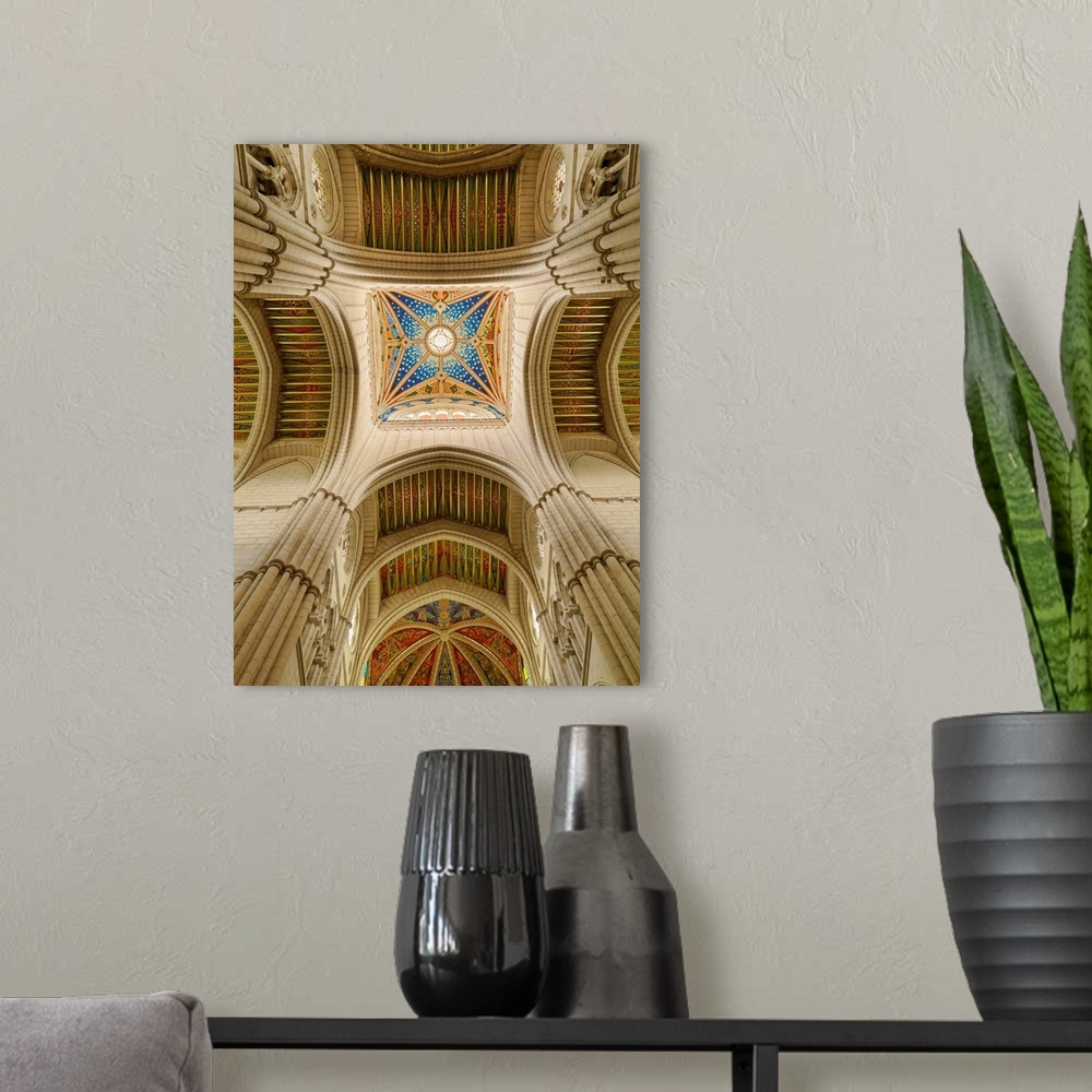 A modern room featuring Spain, Madrid, Almundena cathedral, view of ceiling.