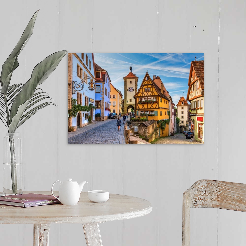 A farmhouse room featuring Spitalgasse street with Plonlein half-timbered building in the middle and Siebers Tower on the le...