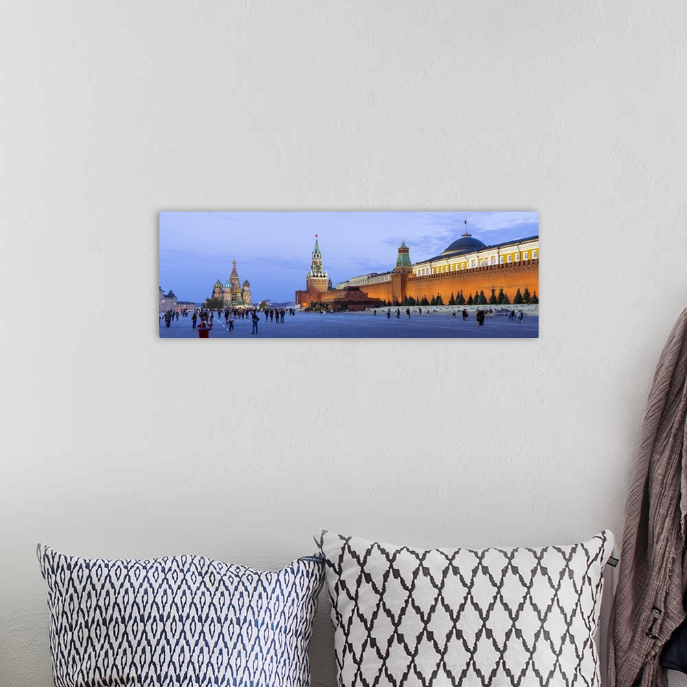 A bohemian room featuring St Basils Cathedral and the Kremlin in Red Square, Moscow, Russia.