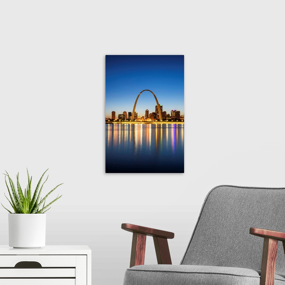 A modern room featuring St. Louis Skyline At Night, Missouri, USA
