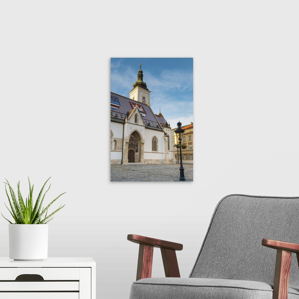 A modern room featuring St. Mark's Church, Old Town, Zagreb, Croatia.