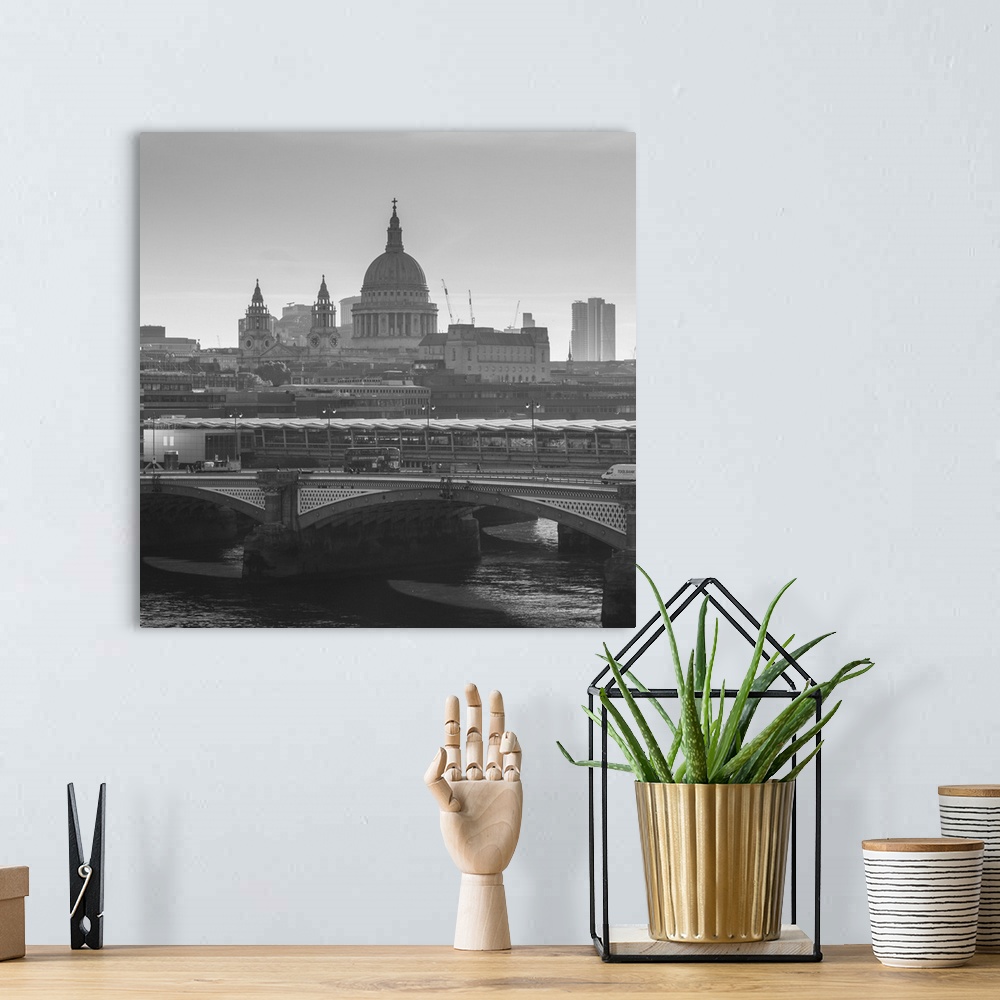A bohemian room featuring St. Pauls Cathedral, Blackfriars Bridge, London, England, UK.