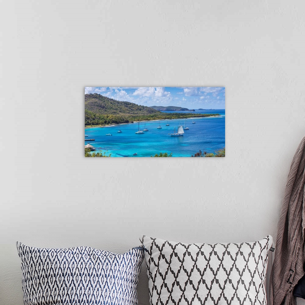 A bohemian room featuring St Vincent And The Grenadines, Mustique, View Of Brittania Bay