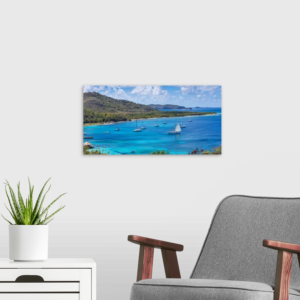 A modern room featuring St Vincent And The Grenadines, Mustique, View Of Brittania Bay