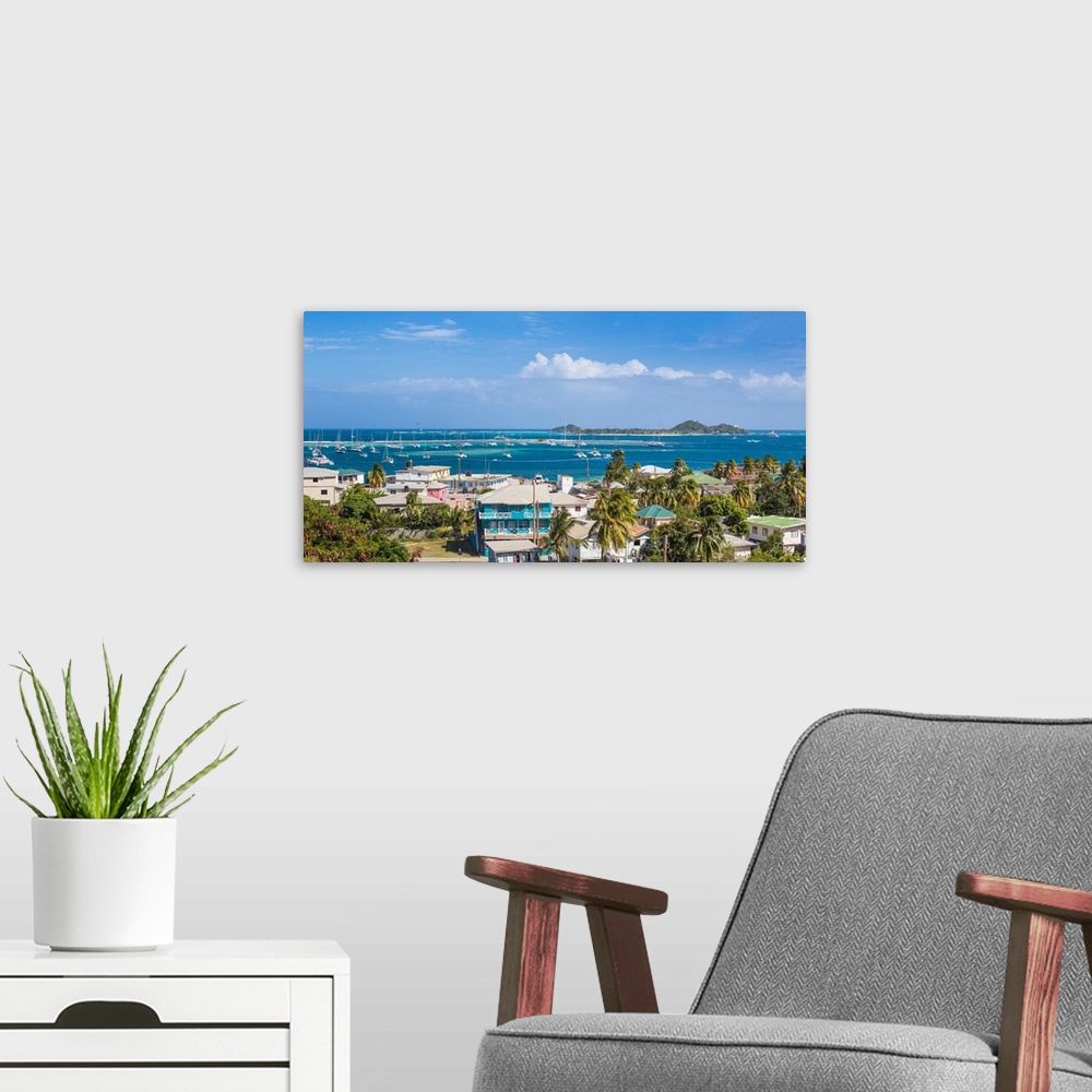 A modern room featuring St Vincent And The Grenadines, Union Island, View Of Clifton Towards Palm Island