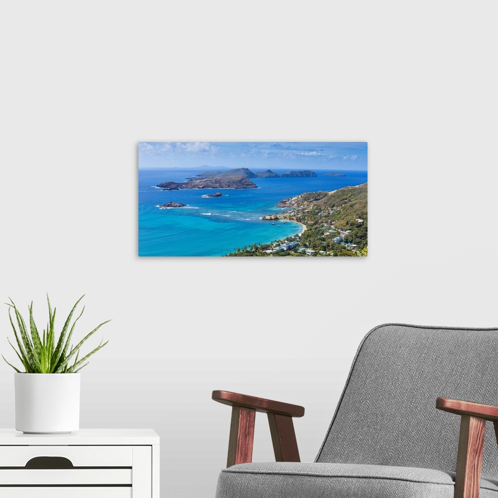 A modern room featuring St Vincent And The Grenadines, Bequia, View Of Friendship Bay, Petit Nevis And Isle A Quatre, Fro...