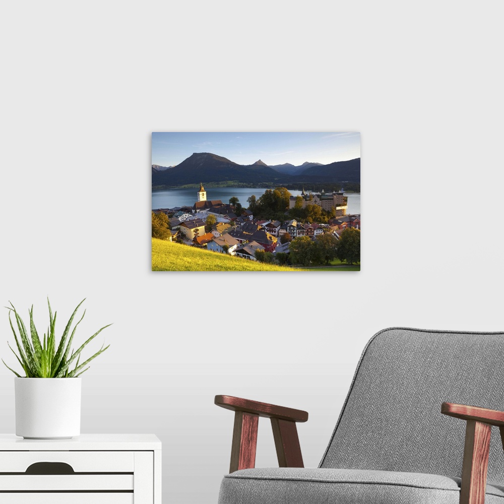 A modern room featuring St. Wolfgang, Wolfgangsee lake, Flachgau, Salzburg, Upper Austria, Austria