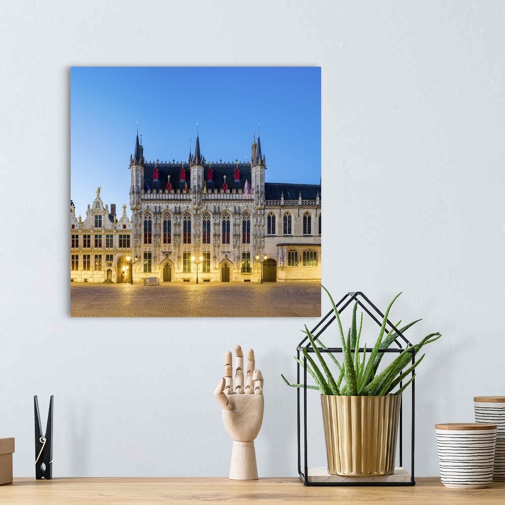 A bohemian room featuring Belgium, West Flanders (Vlaanderen), Bruges (Brugge). Stadhuis van Brugge city hall on Burg Squar...