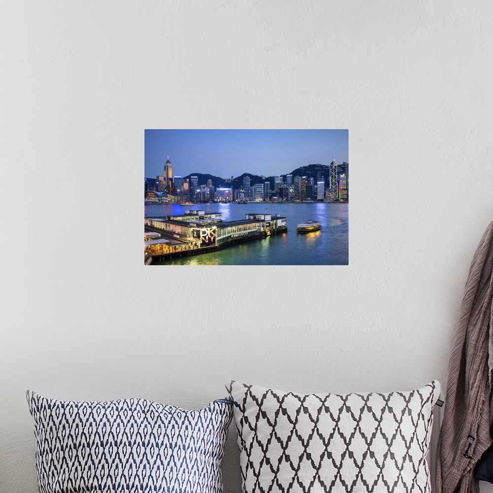 A bohemian room featuring Star Ferry terminal and Hong Kong Island skyline, Hong Kong