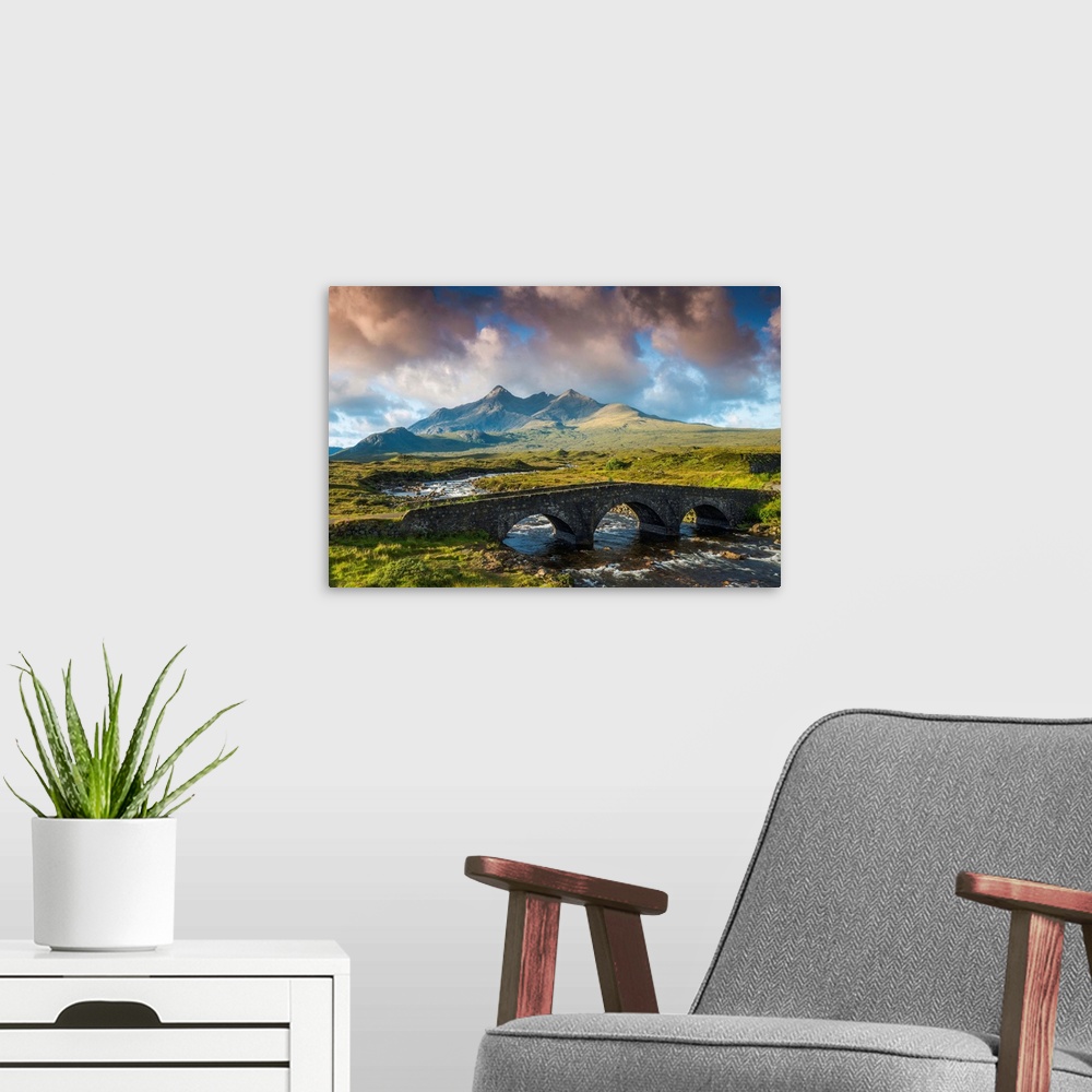 A modern room featuring Stone Bridge And The Cuillins, Sligachan, Isle Of Skye, Scotland