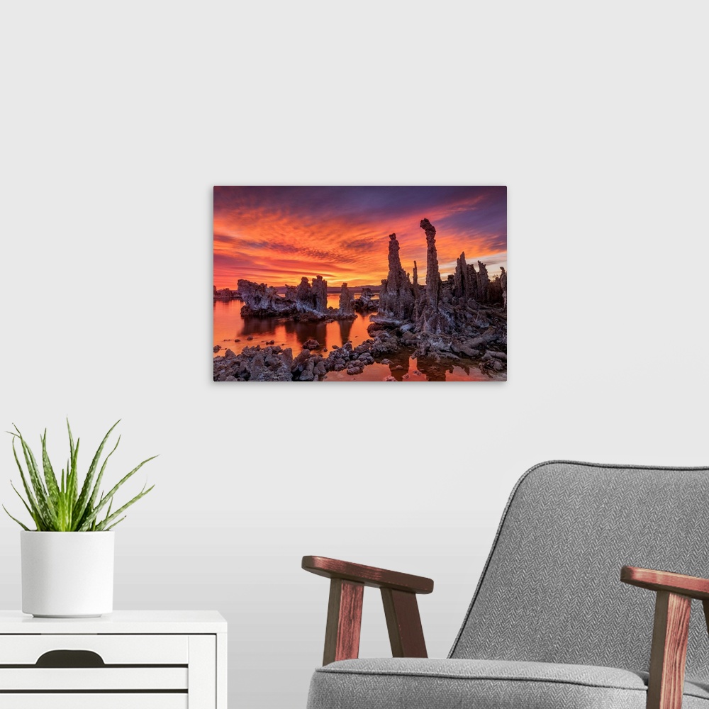 A modern room featuring Sunrise At Mono Lake, Lee Vining, California, USA