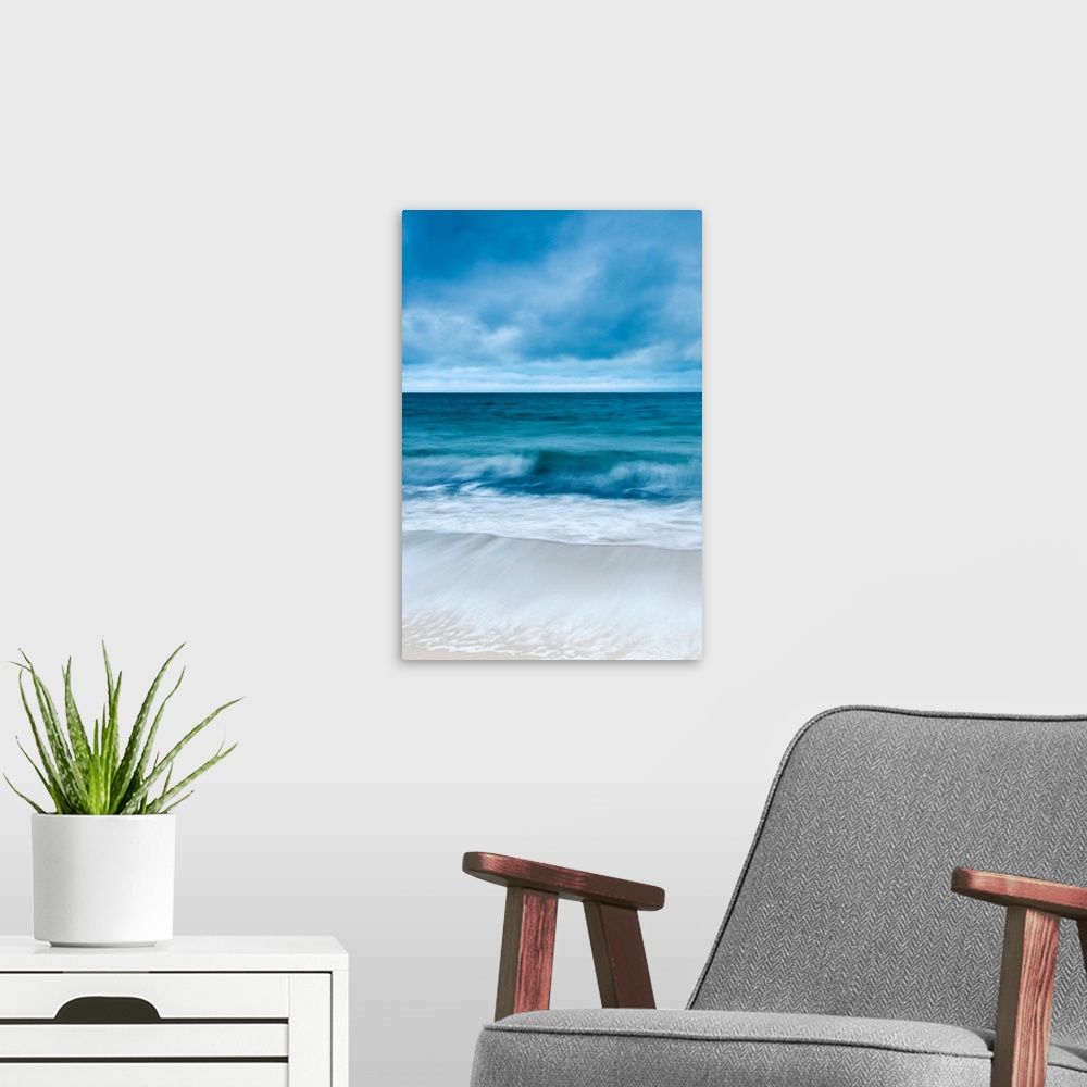 A modern room featuring Sunrise at Porthminster beach, near St. Ives, Cornwall, UK