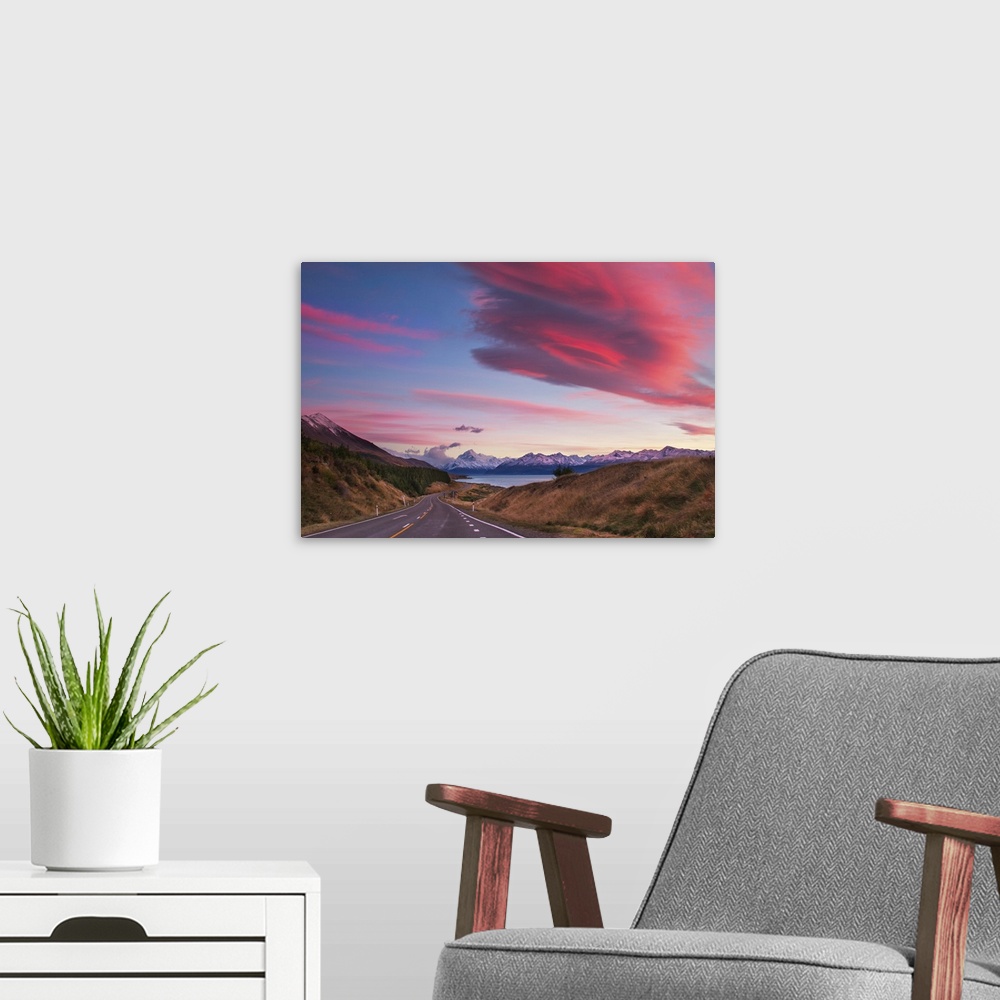 A modern room featuring Sunrise from Peters Lookout, Mount Cook Road, Canterbury, New Zealand