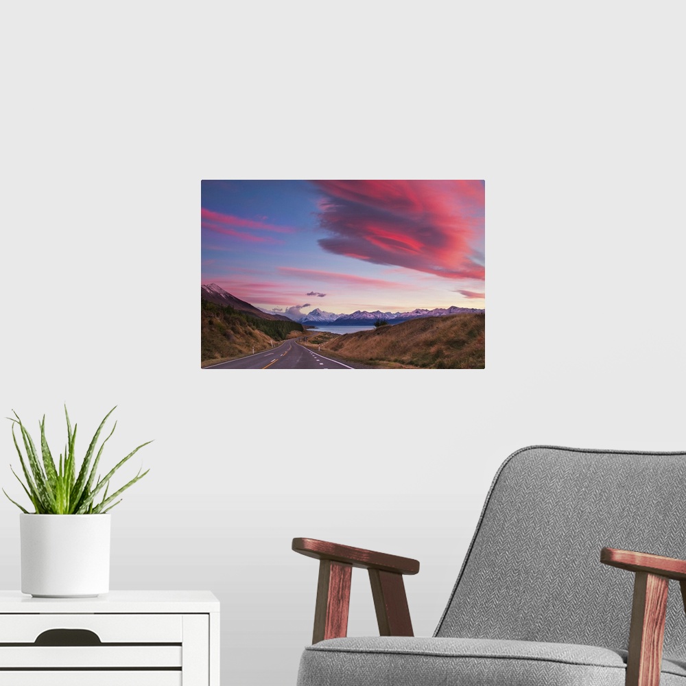 A modern room featuring Sunrise from Peters Lookout, Mount Cook Road, Canterbury, New Zealand