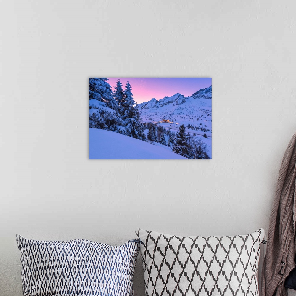 A bohemian room featuring Sunrise In Tonale Pass, Lombardy District, Brescia Province, Italy.
