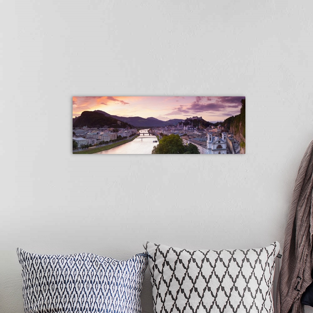 A bohemian room featuring Sunrise over Hohensalzburg Fortressover