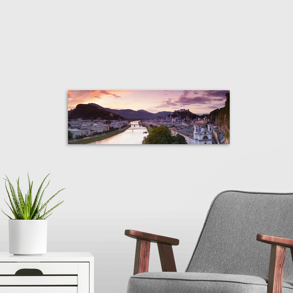 A modern room featuring Sunrise over Hohensalzburg Fortressover