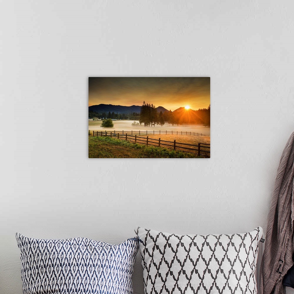 A bohemian room featuring Sunrise Over Sul Duc Valley, Washington, USA