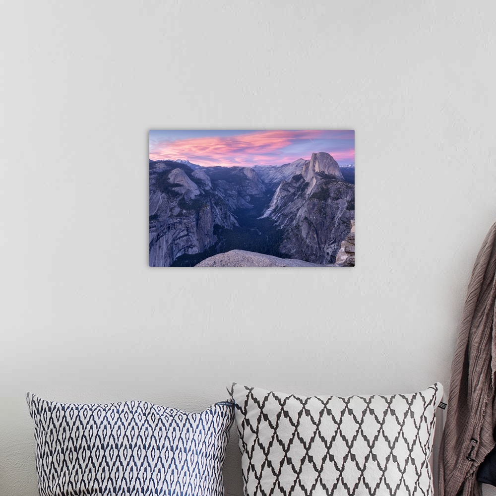 A bohemian room featuring Sunset above Yosemite Valley and Half Dome, viewed from Glacier Point, Yosemite, California, USA....