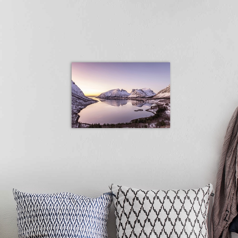 A bohemian room featuring Sunset at Bergsbotn, Berg, Senja, Norway, Europe