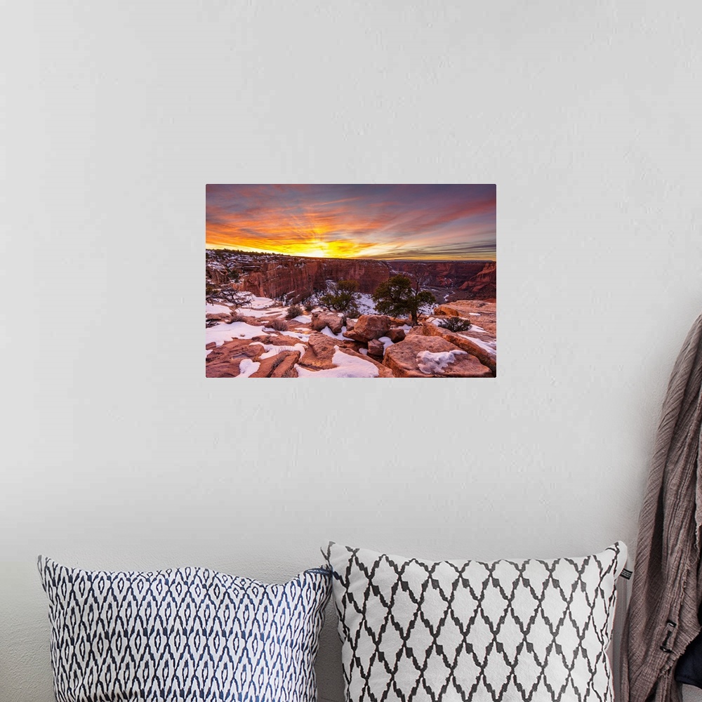 A bohemian room featuring Sunset at Canyon de Chelly National Monument, Chinle, Arizona, USA