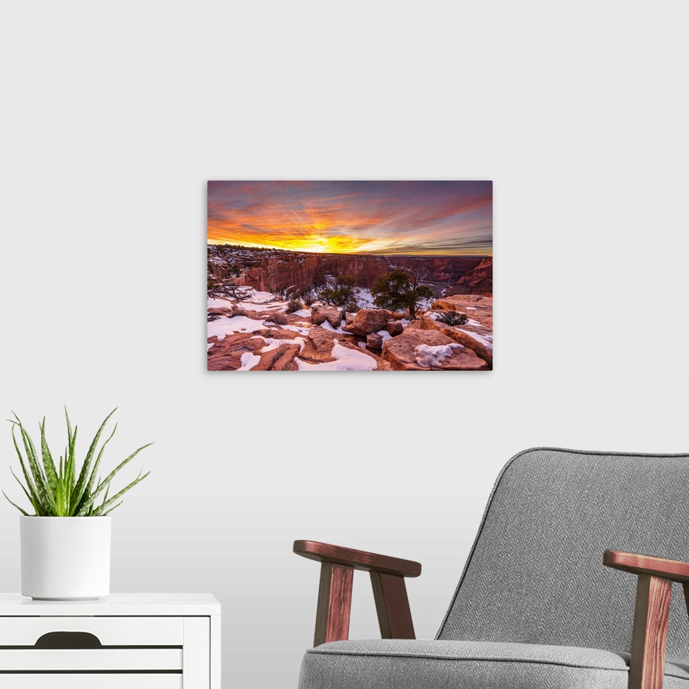 A modern room featuring Sunset at Canyon de Chelly National Monument, Chinle, Arizona, USA
