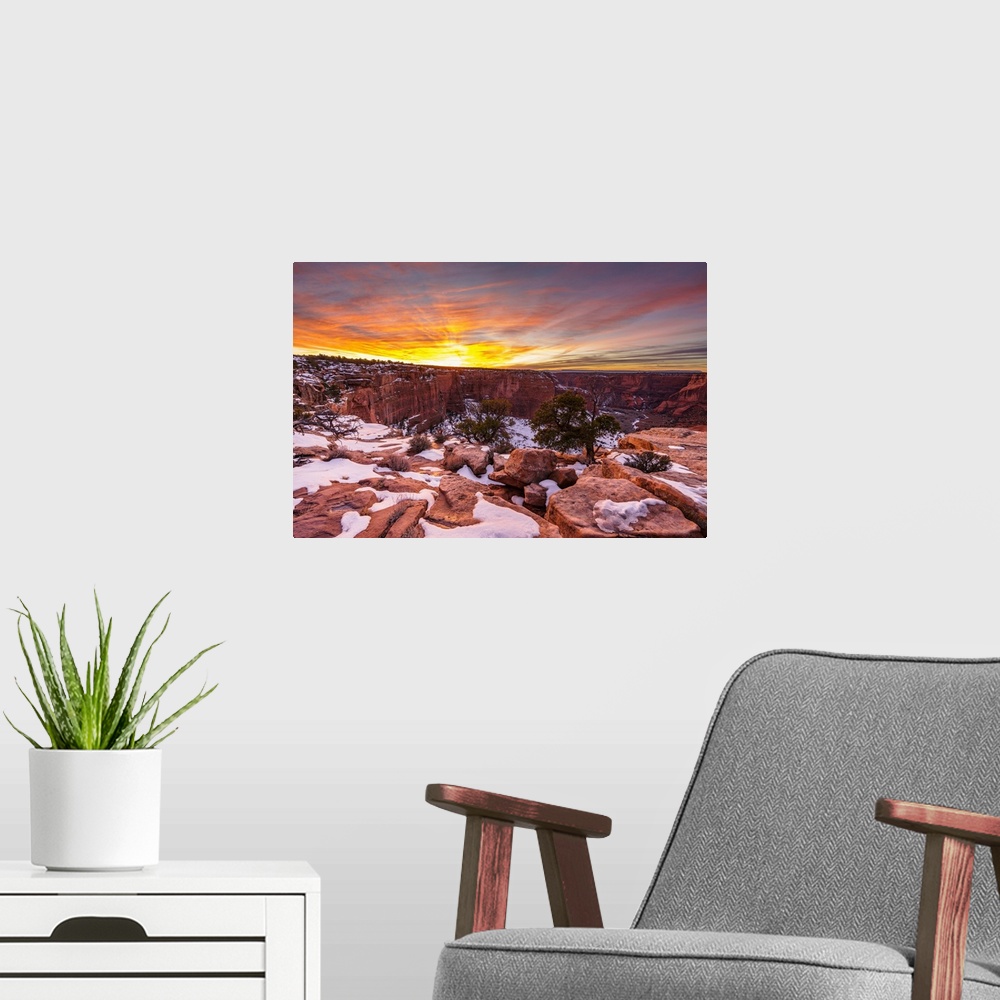 A modern room featuring Sunset at Canyon de Chelly National Monument, Chinle, Arizona, USA