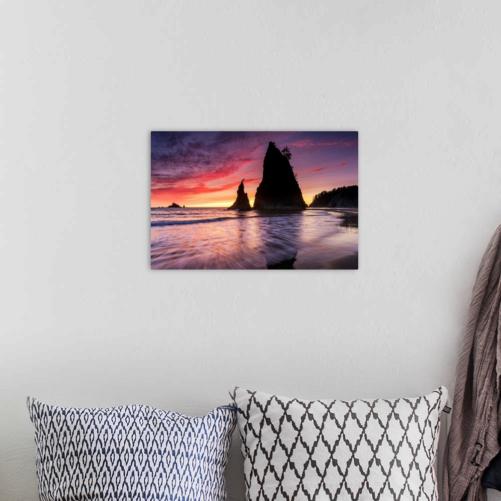 A bohemian room featuring Sunset At Rialto Beach, Olympic National Park, Washington, USA