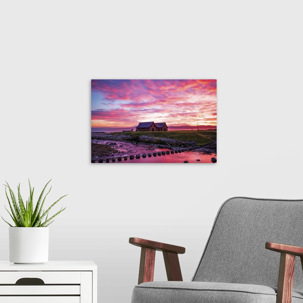 A modern room featuring Sunset at the Isle of Arran, Firth of Clyde, Scotland, UK.
