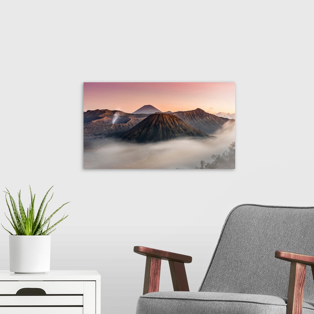 A modern room featuring Sunset In Bromo With Mist, Giava Island