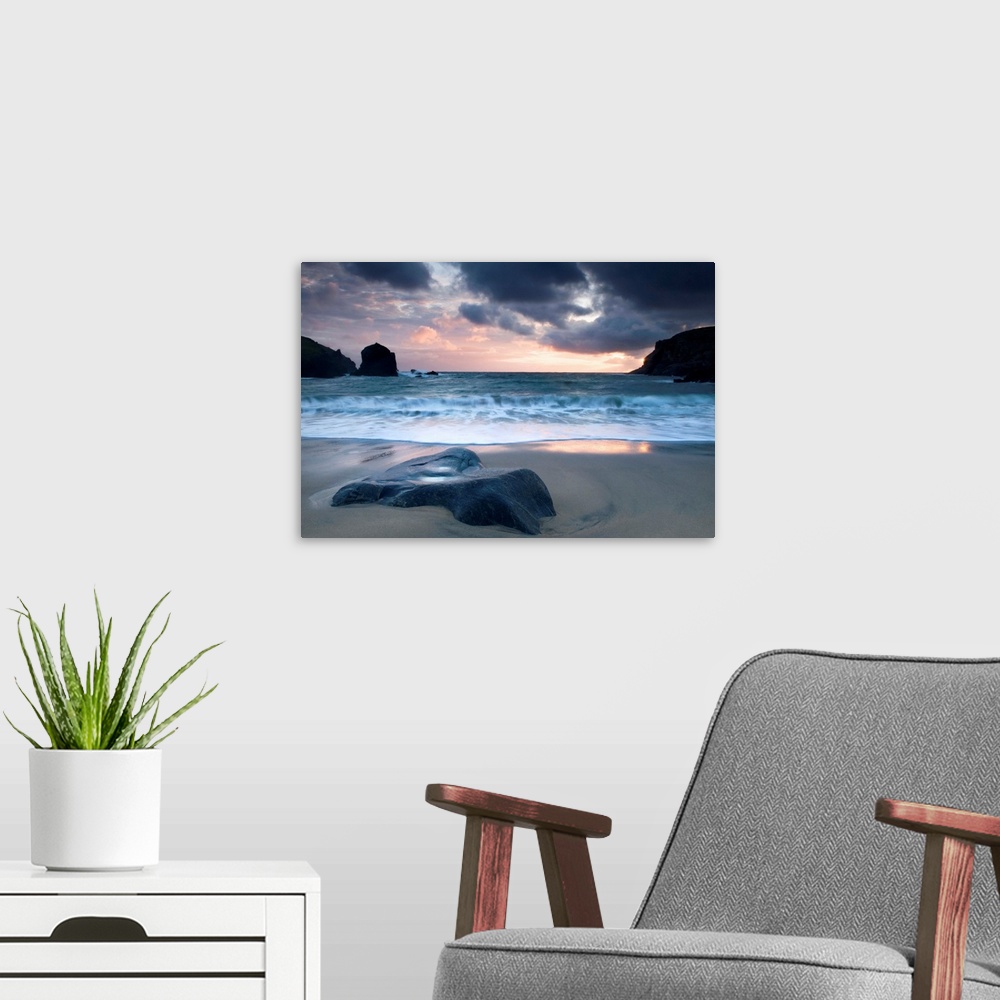 A modern room featuring Sunset on Dalbeg beach, Isle of Lewis, Hebrides, Scotland, UK