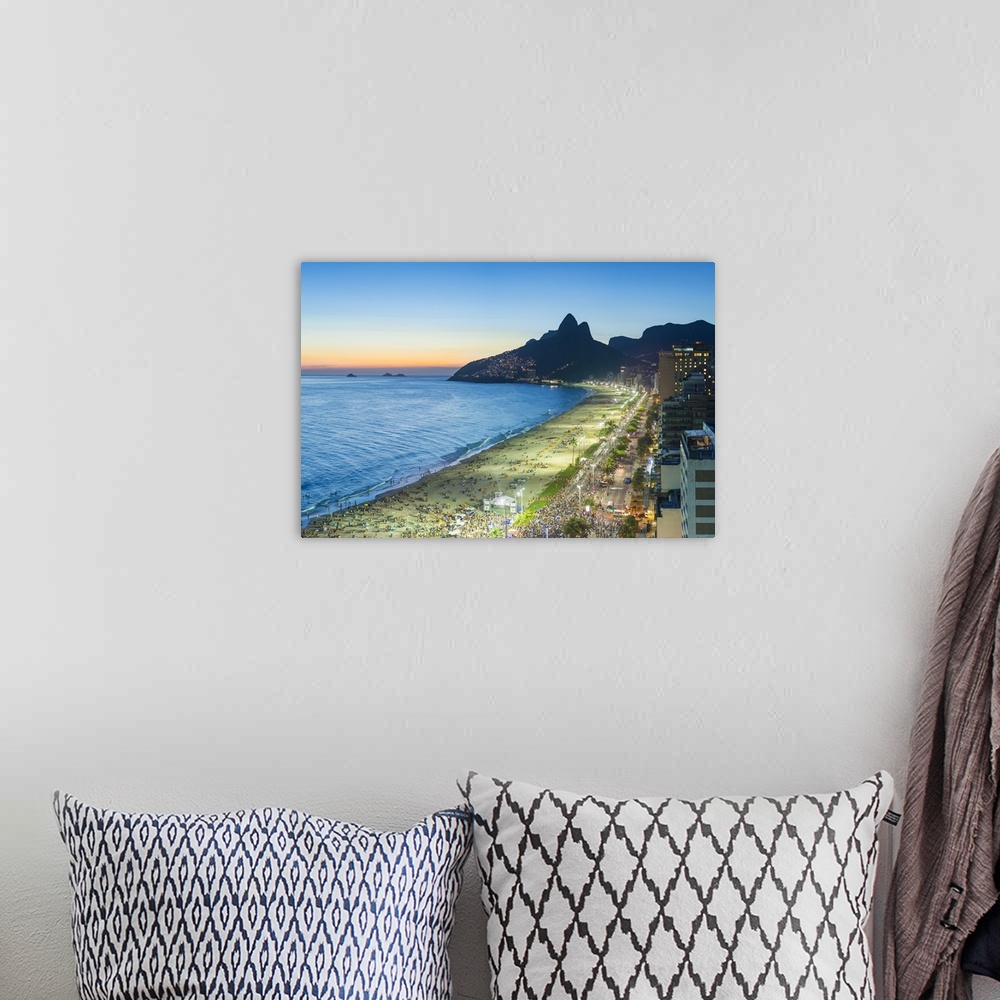 A bohemian room featuring Sunset over Ipanema Beach and Dois Irmaos (Two Brothers) mountain, Rio de Janeiro, Brazil, South ...