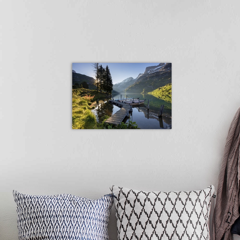 A bohemian room featuring Switzerland, Berner Oberland, Lake Engstlen.
