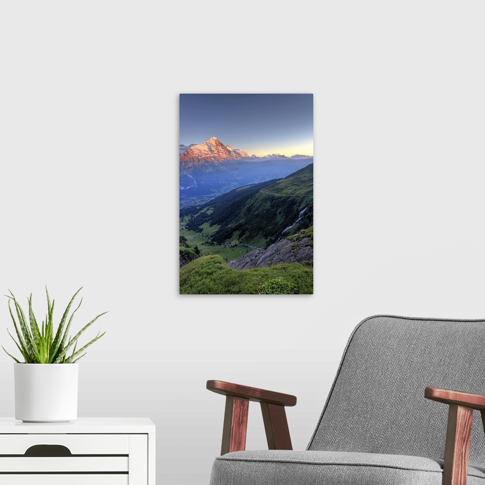 A modern room featuring Switzerland, Bernese Oberland, Grindelwald, First, Mt Eiger