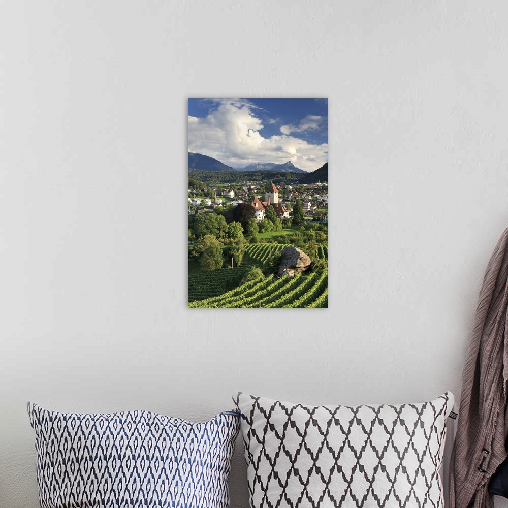 A bohemian room featuring Switzerland, Bernese Oberland, Lake Thun, Spiez Castle