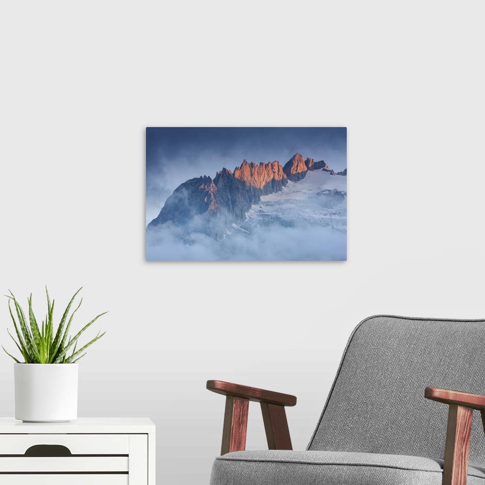 A modern room featuring Switzerland, Canton of Valais, Fusshoerner mountains.