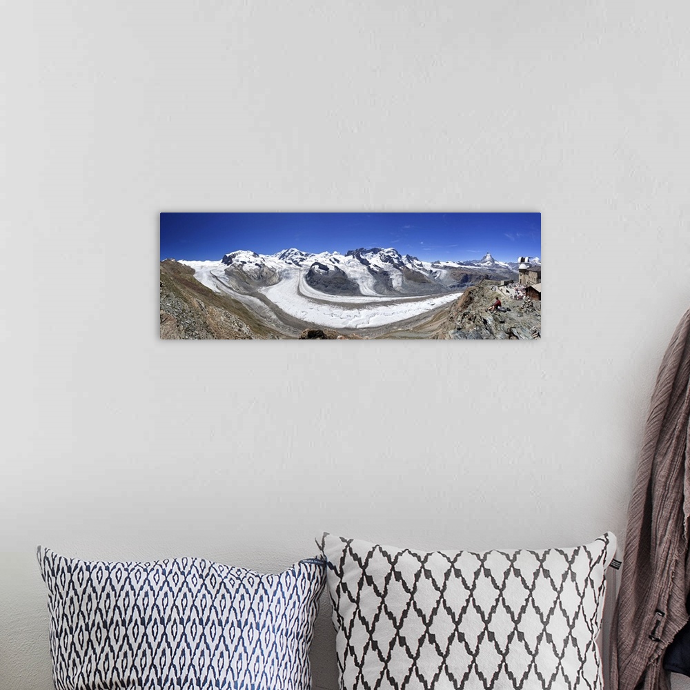 A bohemian room featuring Switzerland, Valais, Zermatt, Gornergrat mountain, Monte Rosa and Glaciers