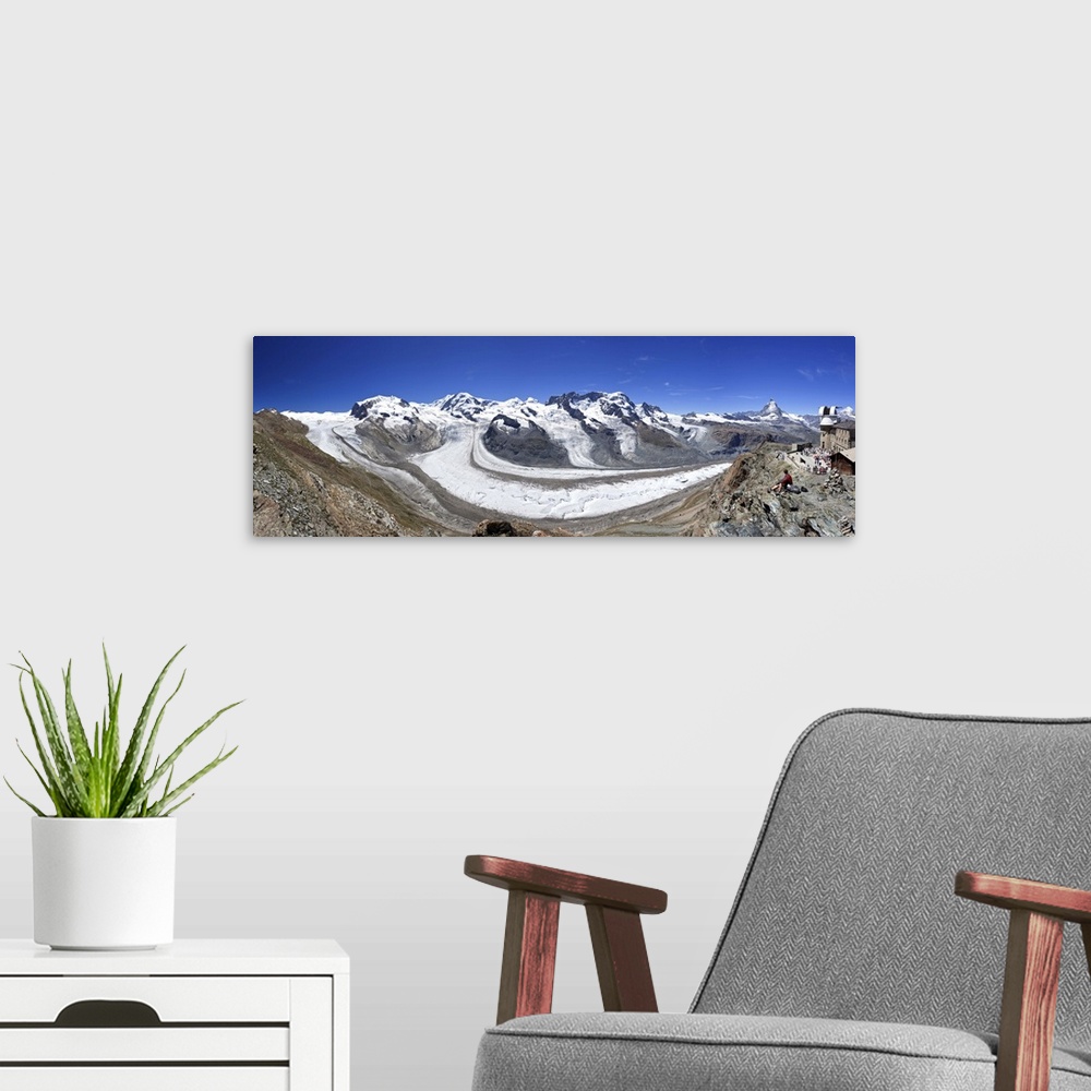 A modern room featuring Switzerland, Valais, Zermatt, Gornergrat mountain, Monte Rosa and Glaciers