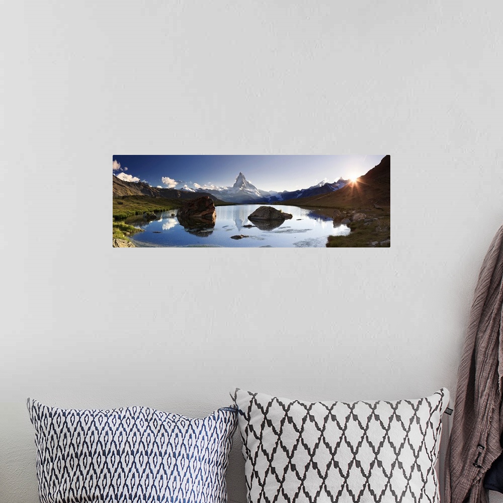 A bohemian room featuring Switzerland, Valais, Zermatt, Lake Stelli and Matterhorn (Cervin) Peak