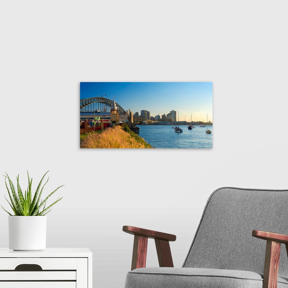 A modern room featuring Sydney Harbour Bridge And Luna Park, Sydney, New South Wales, Australia