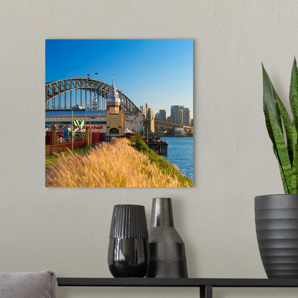 A modern room featuring Sydney Harbour Bridge And Luna Park, Sydney, New South Wales, Australia