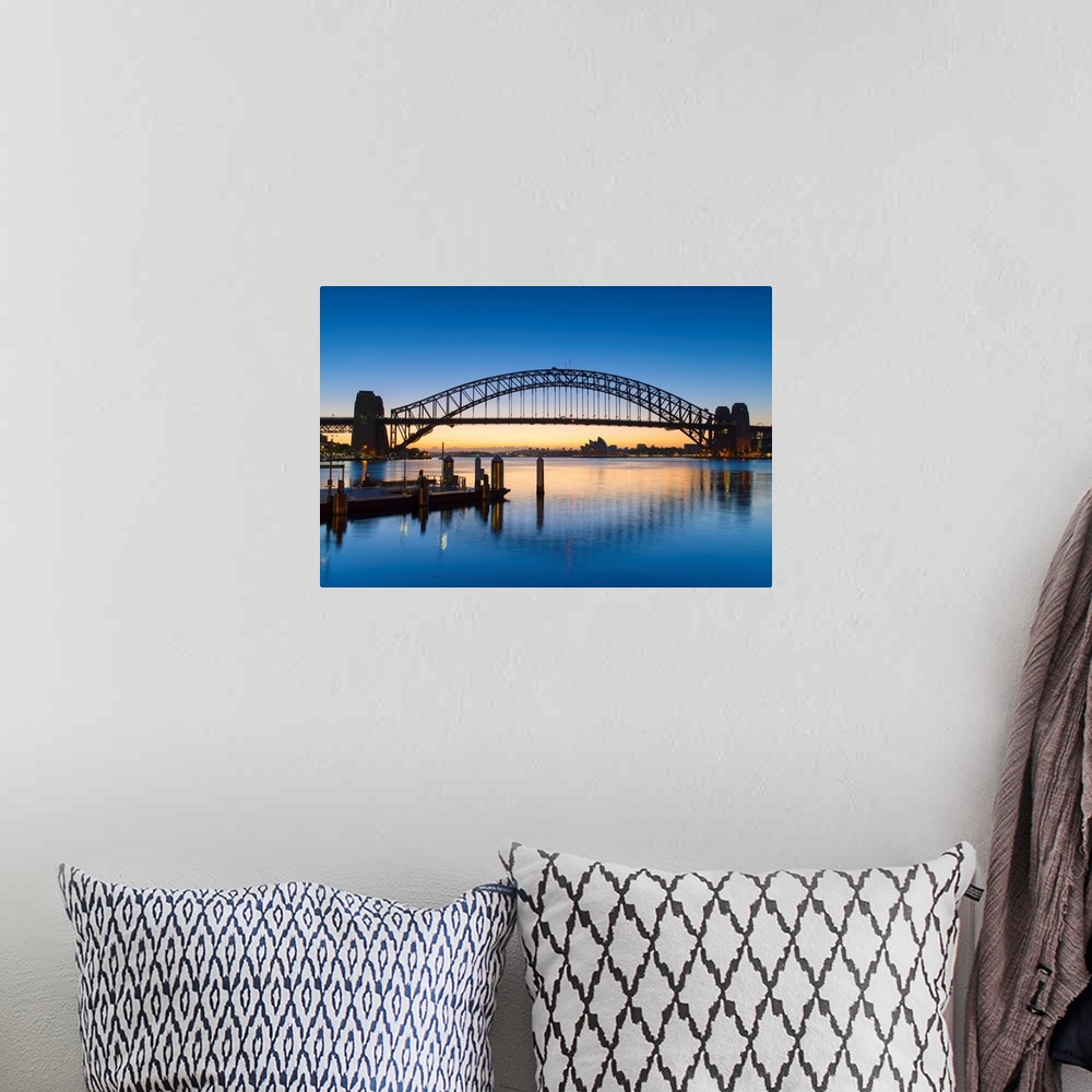 A bohemian room featuring Sydney Harbour Bridge At Dawn, Sydney, New South Wales, Australia