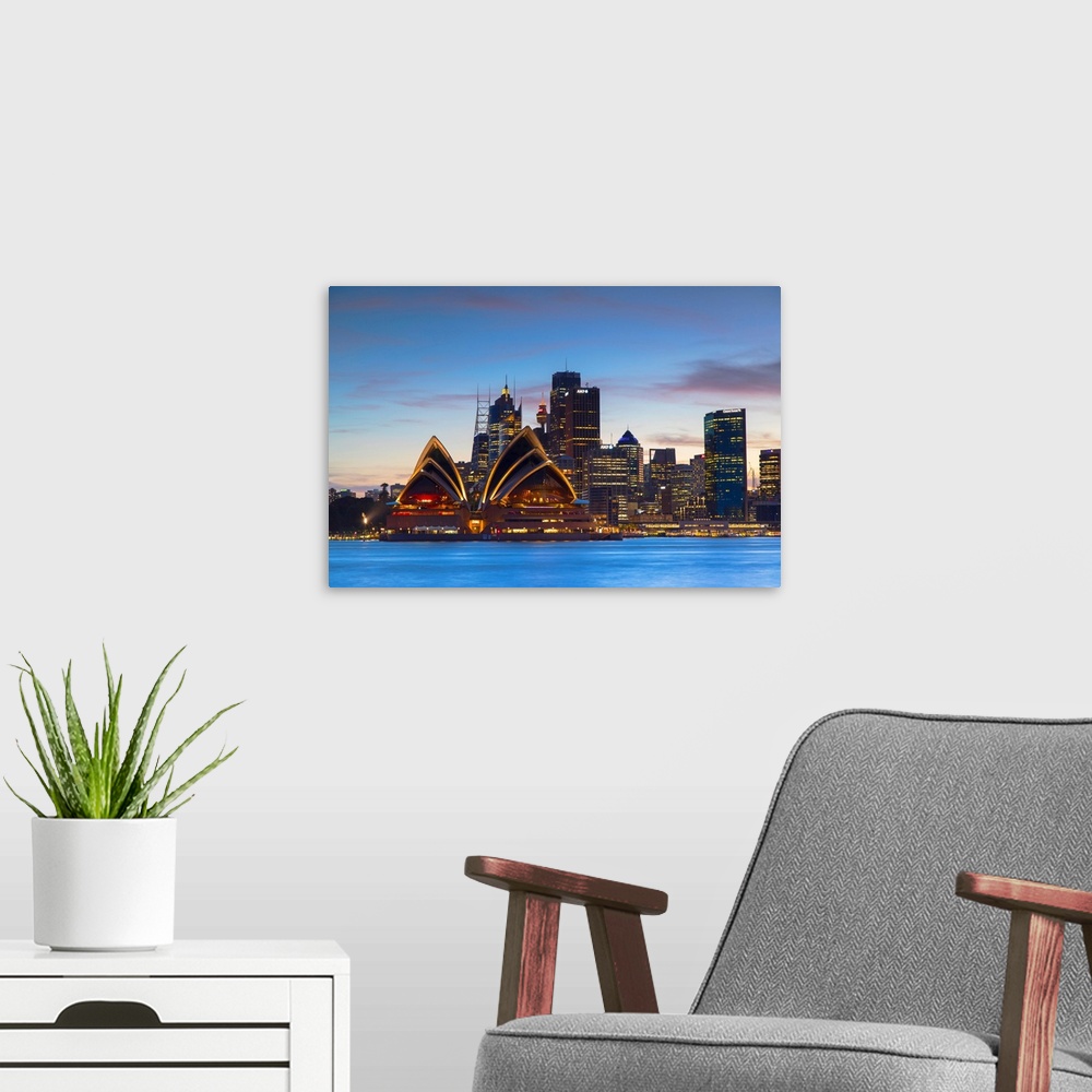 A modern room featuring Sydney Opera House And Skyline At Sunset, Sydney, New South Wales, Australia
