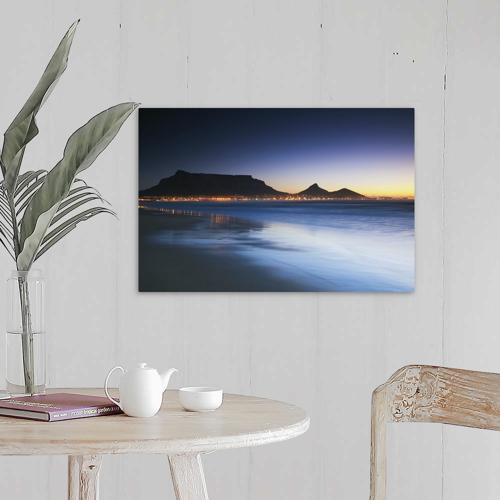 A farmhouse room featuring View of Table Mountain at dusk from Milnerton beach, Cape Town, Western Cape, South Africa
