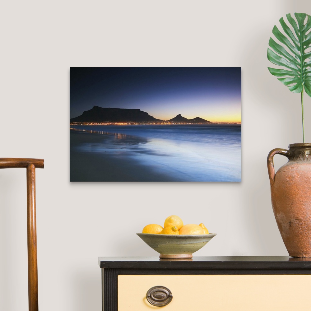 A traditional room featuring View of Table Mountain at dusk from Milnerton beach, Cape Town, Western Cape, South Africa