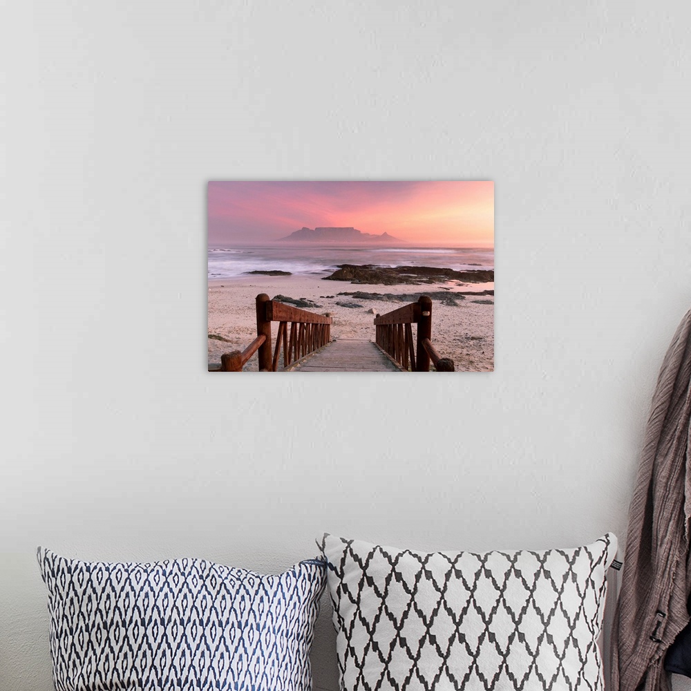 A bohemian room featuring View of Table Mountain from Bloubergstrand at sunset, Cape Town, Western Cape, South Africa