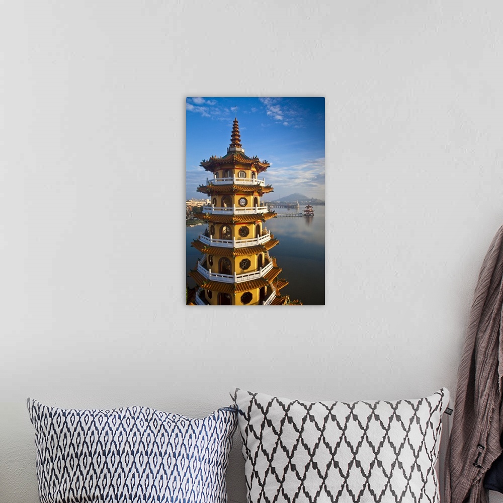 A bohemian room featuring Taiwan, Kaohsiung, Lotus pond, Dragon and Tiger Tower Temple with view of bridge leading to Sprin...